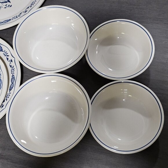 2 Corelle Blue Onion Floral Set tan plates & bowls 5-piece place setting - Picture 13 of 16